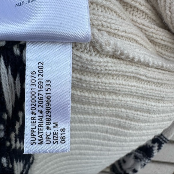 Chaps Fair Isle Shawl Collar Cardigan Sweater Navy Cream Cotton Nordic Ski M - Picture 7 of 8